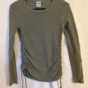 PINK Victoria's Secret Ribbed Long Sleeve Top - Olive